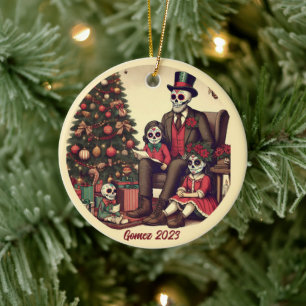 Personalized Día de los Muertos Christmas Holiday Ceramic Ornament