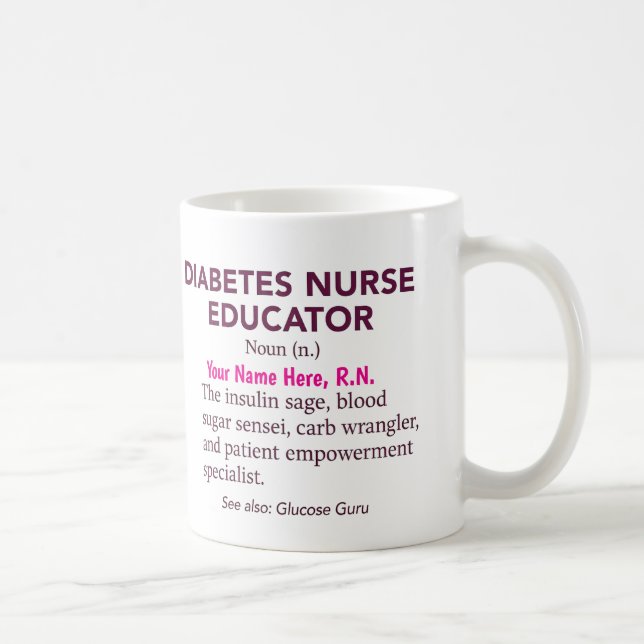 Personalized Diabetes Nurse Educator Gift Coffee Mug (Right)