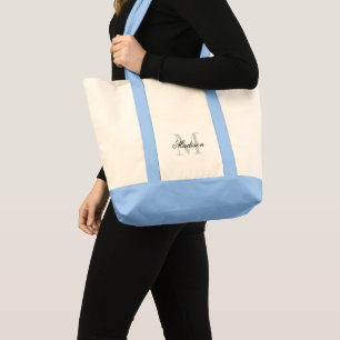 Personalized diaper bag with elegant name monogram