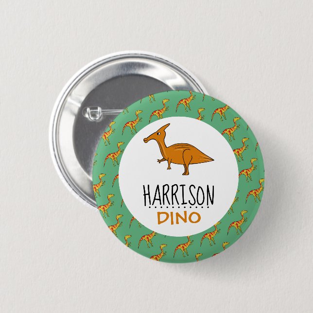 Personalized Dino Name, Dinosaur 6 Cm Round Badge (Front & Back)
