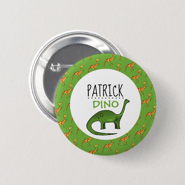 Personalized Dino Name, Dinosaur 6 Cm Round Badge (Front & Back)