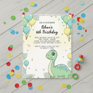 Personalized Dinosaur Birthday Invitation