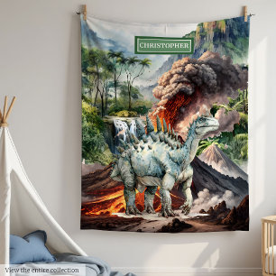Personalized Dinosaur Blanket Boys Birthday Gift