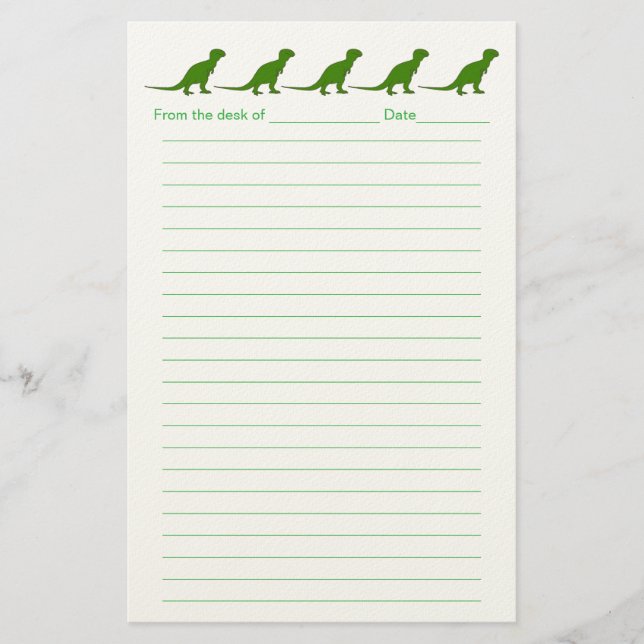 Personalized Dinosaur Lined Stationery for Kids (Front)