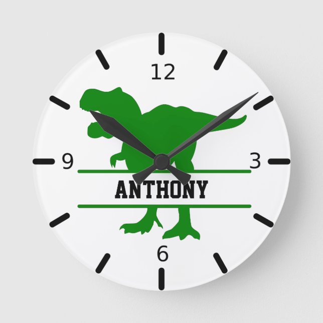 Personalized Dinosaur Round Clock (Front)