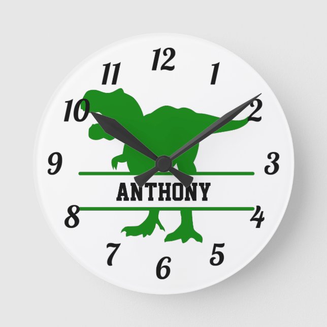 Personalized Dinosaur Round Clock (Front)