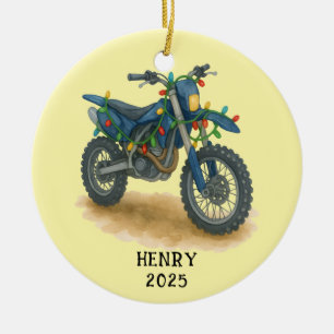 Personalized Dirt Bike Christmas Motorcycle Boys Ceramic Ornament