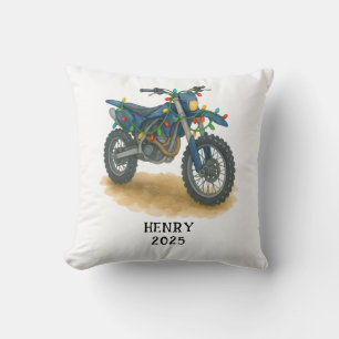 Personalized Dirt Bike Christmas Motorcycle Boys Cushion