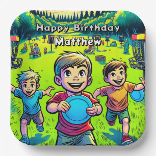 Personalized Disc Golf Boy's Birthday   Paper Plate