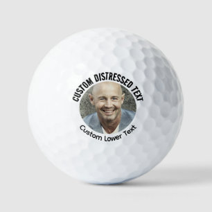 Personalized Distressed Font Text Photo Golf Balls