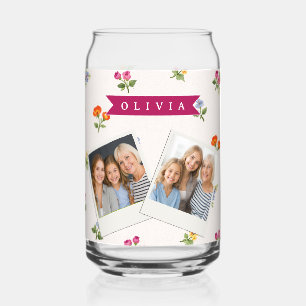 Personalized Ditsy Floral Cottagecore Wildflower Can Glass