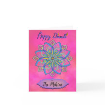 Personalized Diwali Pink Mandala Card