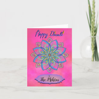 Personalized Diwali Pink Mandala Card