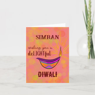 Personalized Diya Diwali Card