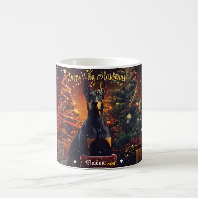 Personalized Doberman Pinscher Christmas Mug – Cus (Center)