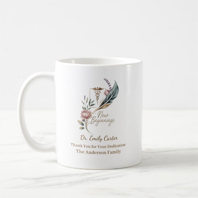 Personalized Doctor Appreciation New Beginnings Coffee Mug (Left)