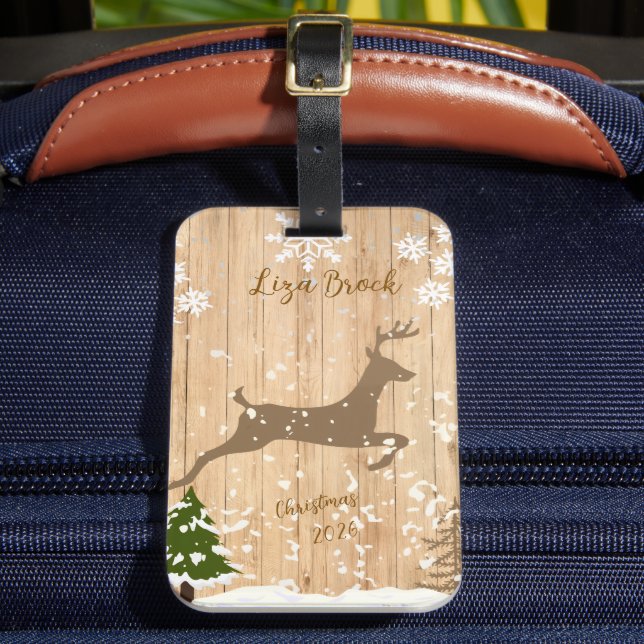 Personalized doe Christmas bauble  Luggage Tag (Front Insitu 2)