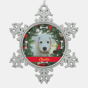 Personalized Dog Chrismas Snowflake Pewter Christmas Ornament
