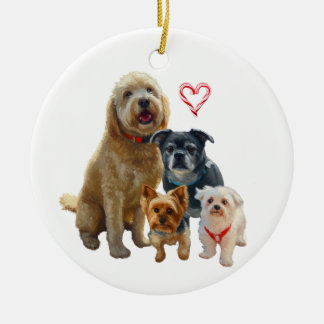 Personalized Dog Drawing Ceramic Ornament