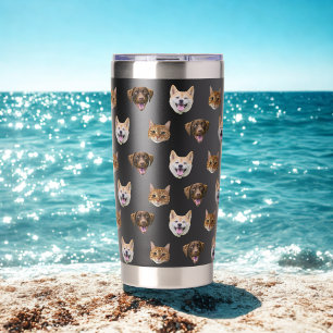 Personalized Dog Face, Dog Cat Mom Photo Black Insulated Tumbler