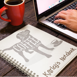 Personalized dog lover coffee lover gift notebook