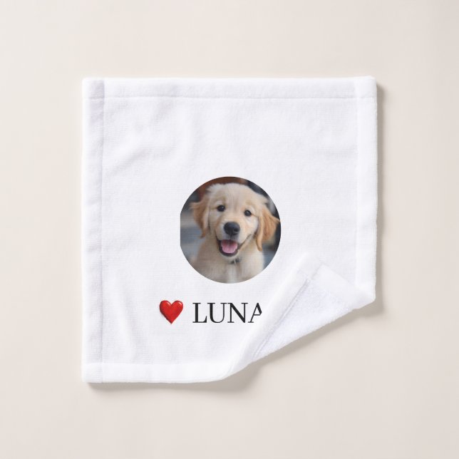 Personalized Dog Lover Photo & Name Towel (Wash Cloth)
