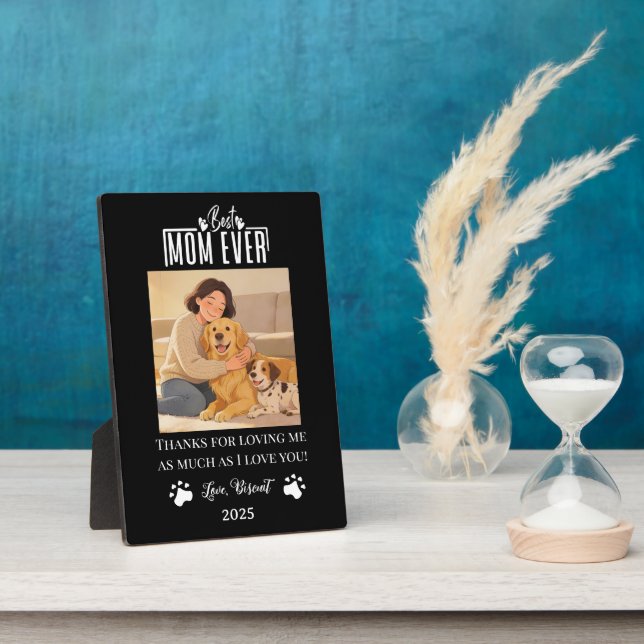 Personalized Dog Mom with Custom Name | Happy  Plaque (Side)