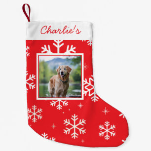 Personalized Dog Pet Photo Christmas Snowflakes    Small Christmas Stocking