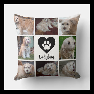Personalized Dog Photo Collage with Custom Name Cushion