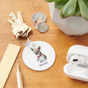 Personalized Dog Photo Custom Pet Name Key Ring