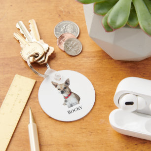 Personalized Dog Photo Custom Pet Name Key Ring