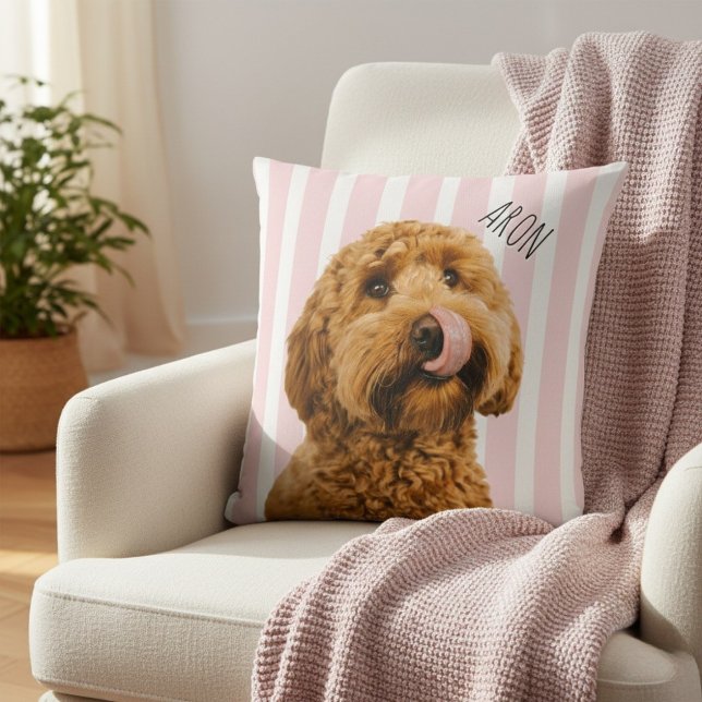 Personalized Dog Photo | Custom Pet Name Pink Cushion (Creator Uploaded)