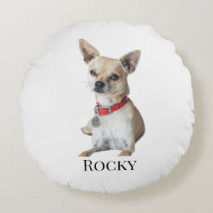 Personalized Dog Photo Custom Pet Name Round Cushion