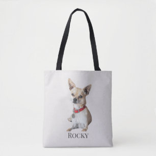 Personalized Dog Photo Custom Pet Name Tote Bag