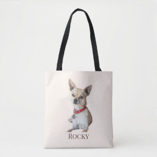Personalized Dog Photo   Custom Pet Name  Tote Bag