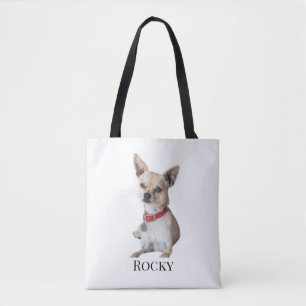 Personalized Dog Photo Custom Pet Name Tote Bag