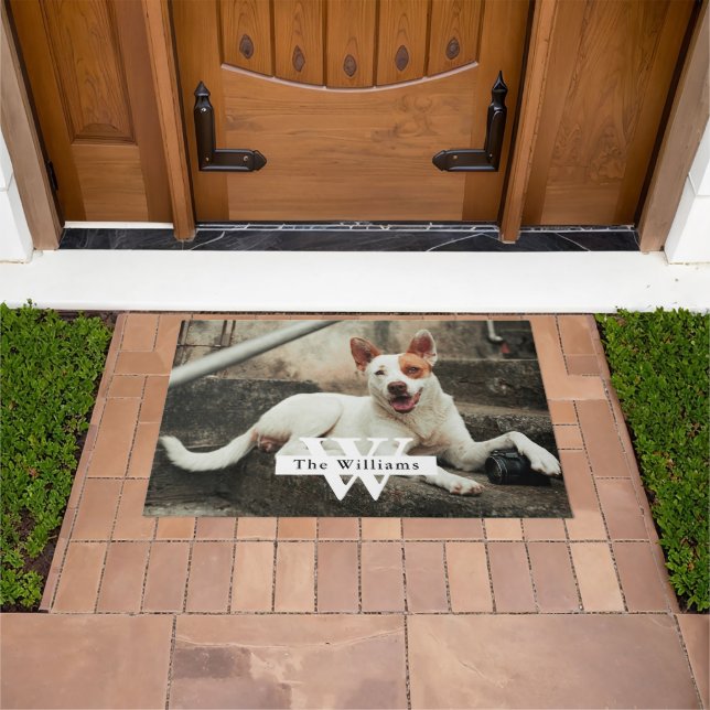 Personalized Dog Photo Family name Doormat (Outdoor)