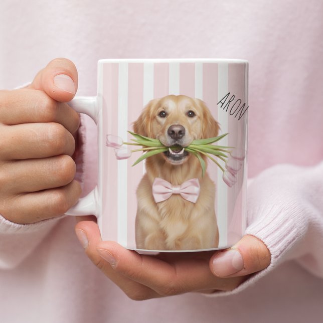 Personalized Dog Photo Mug with Flowers  (Creator Uploaded)