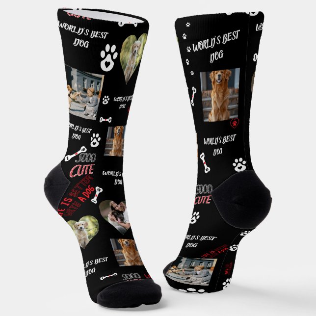 Personalized Dog Photo Socks - Custom Name  (Angled)