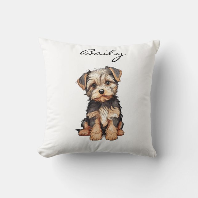 PERSONALIZED DOG PORTRAIT BANNER-MORKIE ART PRINT CUSHION (Front)