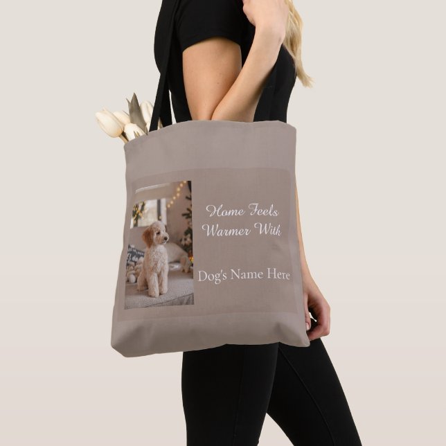 Personalized Dog’s Name, Custom Dog Lover Gift Tote Bag (Close Up)
