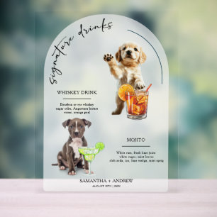 Personalized Dog Wedding Bar Drink Menu Acrylic Sign