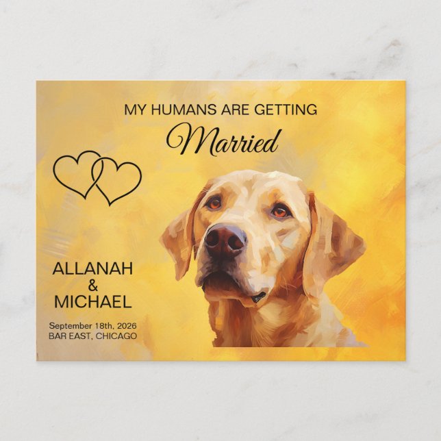 Personalized Dog Wedding Save The Date Invitation Postcard (Front)