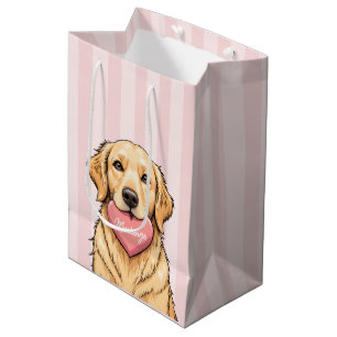 Personalized Dog with Heart Happy Valentine's Day Medium Gift Bag