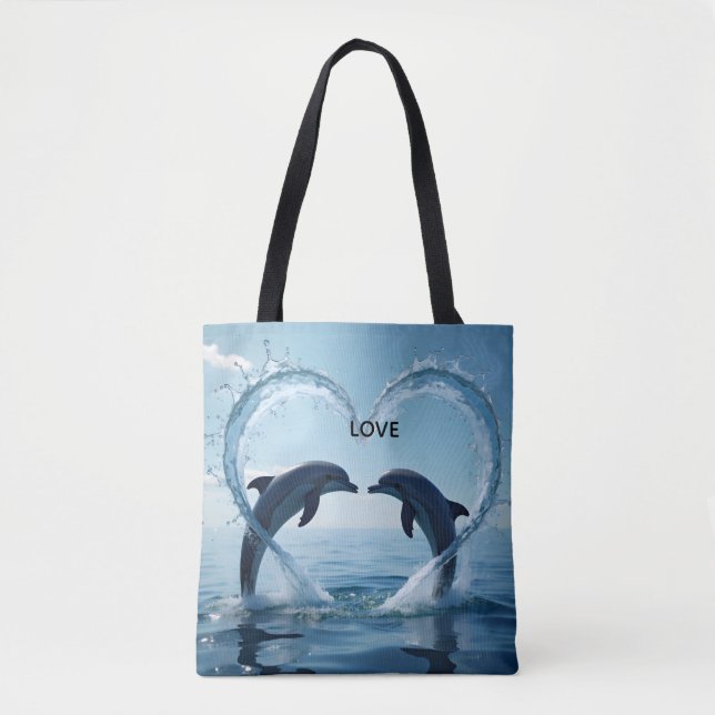 Personalized Dolphin Love Tote Bag  (Front)