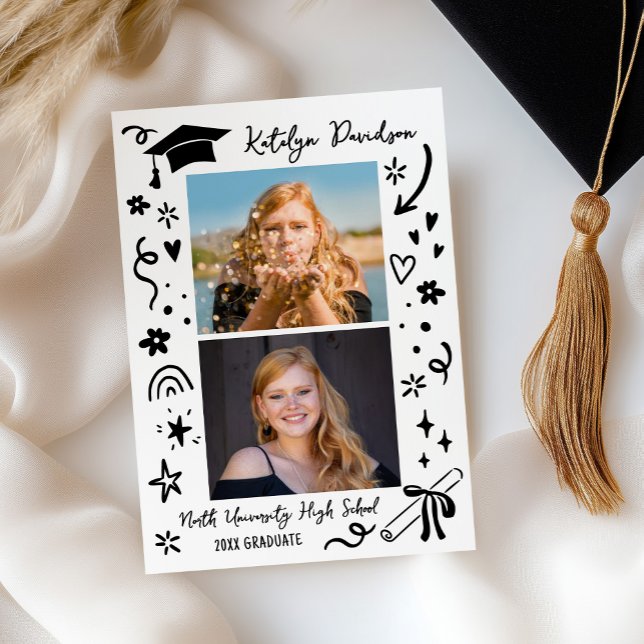 Personalized Doodle Graduation Photo Announcement (Creator Uploaded)