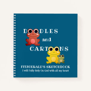 Personalized DOODLES AND CARTOONS Frogs Sketchbook Notebook