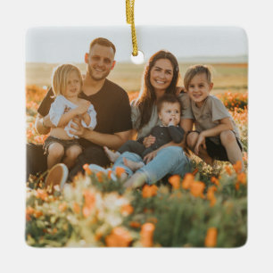 Personalized Double Sided Family Photo Christmas Ceramic Ornament