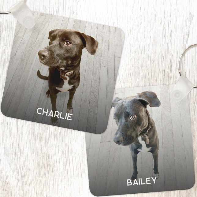 Personalized Double Sided Pet Dog Two Photo Key Ring (Double sided two photo personalized custom name dog or pet lover keyring keychain)