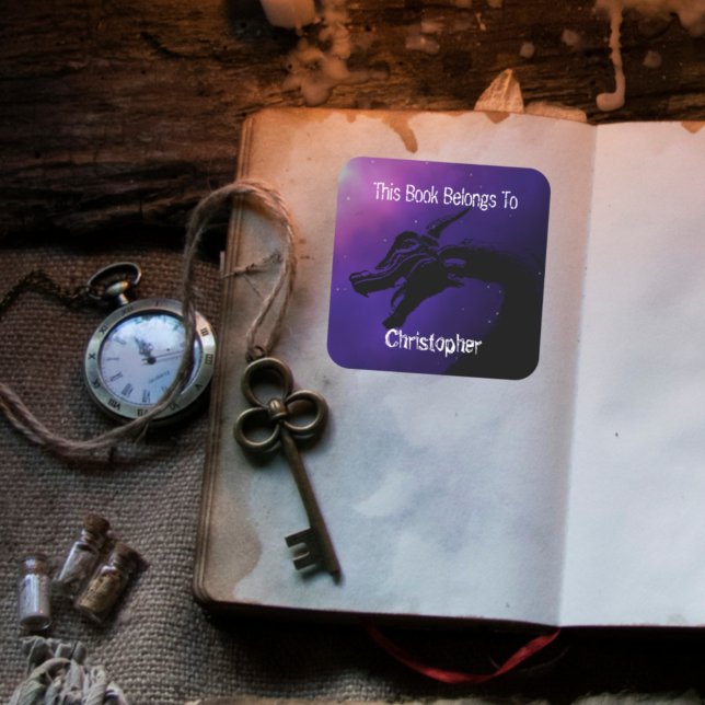 Personalized Dragon This book belongs to Square Sticker (Creator Uploaded)